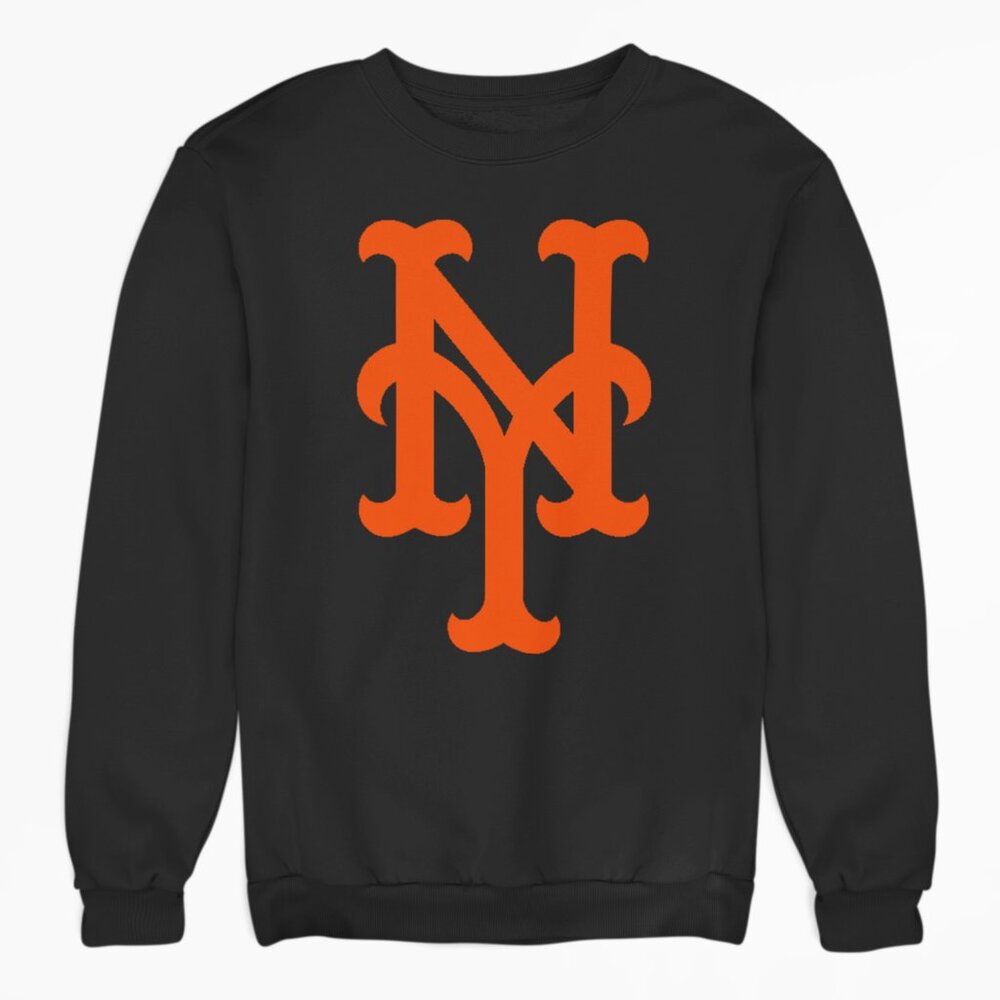 NEW York Mets Team Color Pop NY Fleece Long Sleeve Sweatshirt BLACK